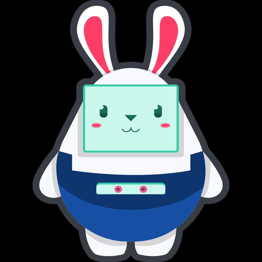 Personaje Barri saltando junto a productos de tecnología Rabyt